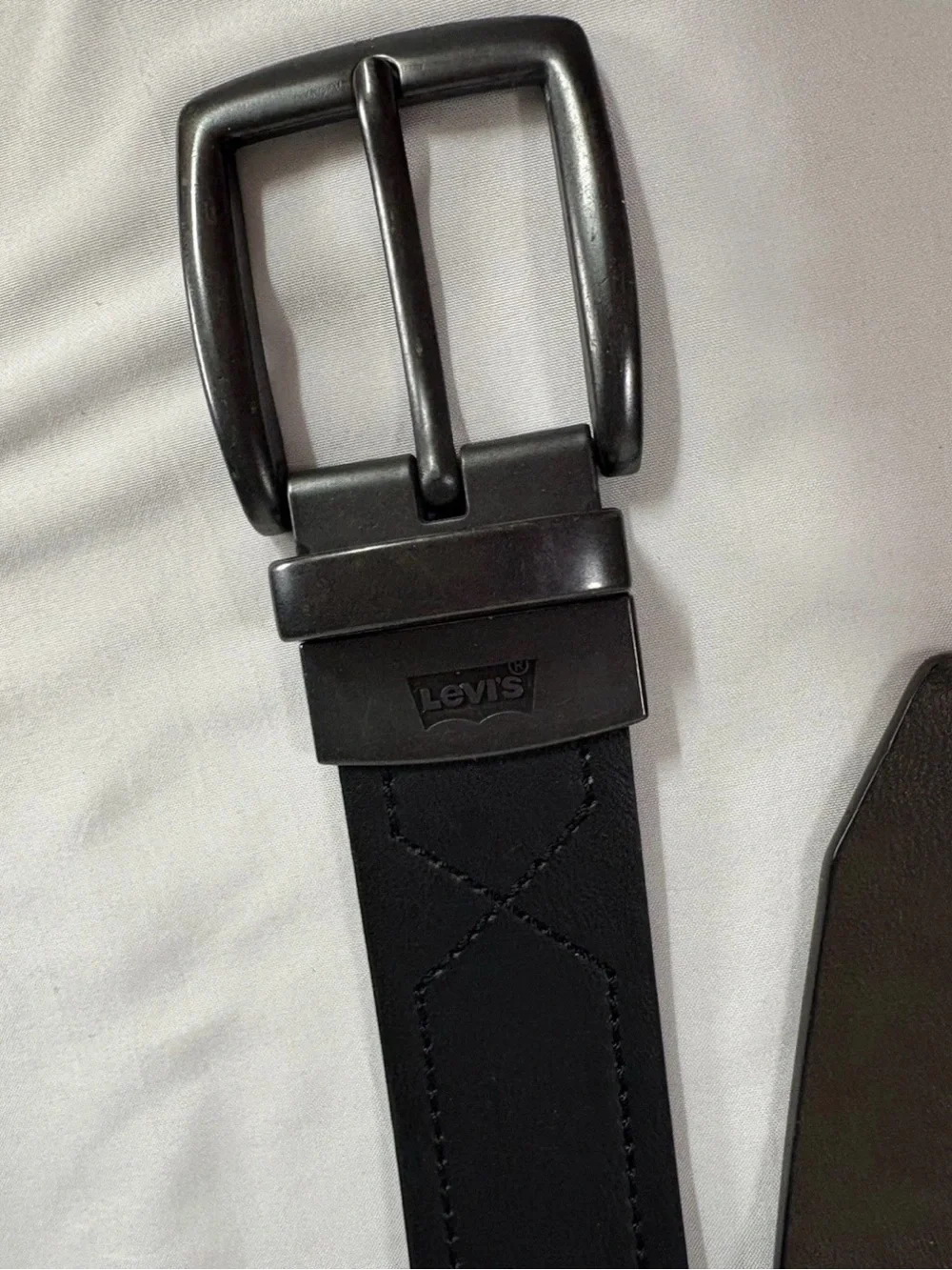 Levi's Black Men's Leather Belt with Dark Metal Buckle